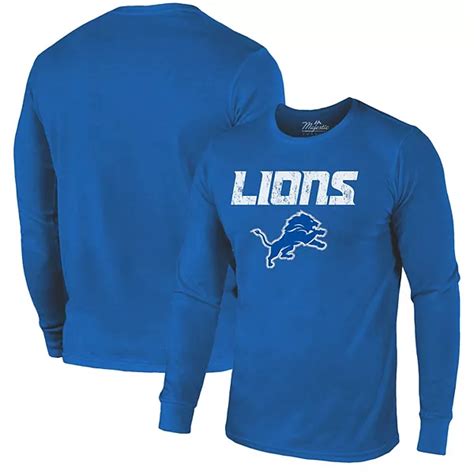 Detroit Lions Majestic Threads Lockup Tri Blend Long Sleeve T Shirt Blue