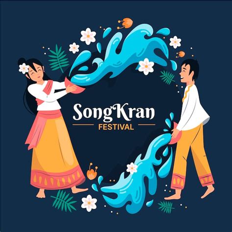 free vector hand drawn songkran celebration illustration