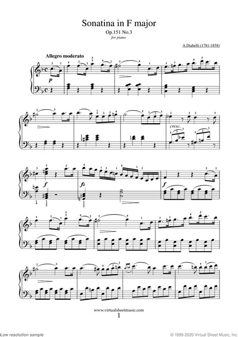 Sonatina In F Major Op151 No3 Sheet Music For Piano Solo Pdf