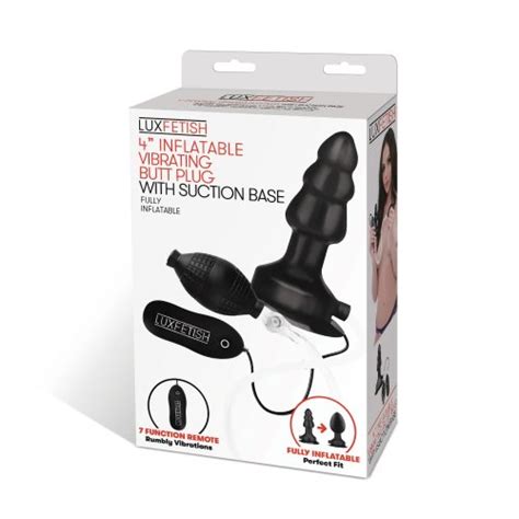 Lux Fetish 4 Inflatable Vibrating Butt Plug With Suction Base And Wired Remote Control Sex Toys