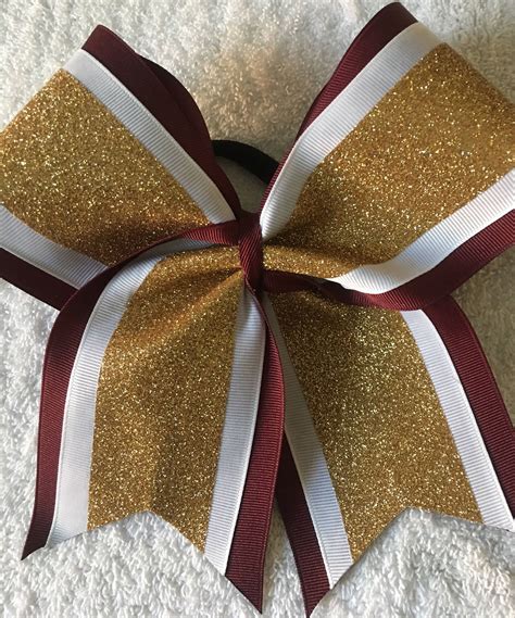 Maroon And Gold Cheer Bow Glitter Maroon Cheer Bow Sideline Etsy In