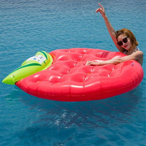 145cm Inflatable Strawberry Pool Float Women Pool Floating Bed Inflatable Strawberry Float Swim