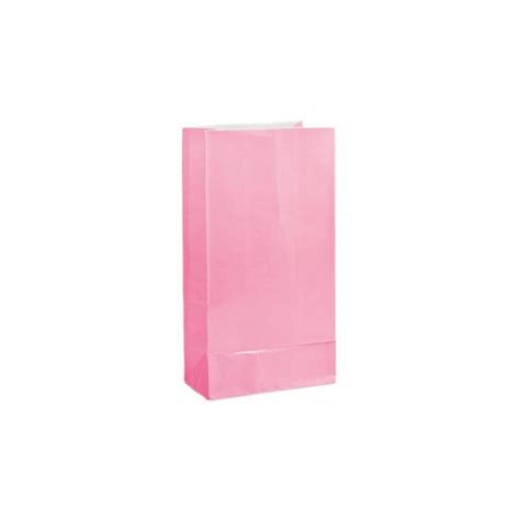 12 Pink Paper Party Bags