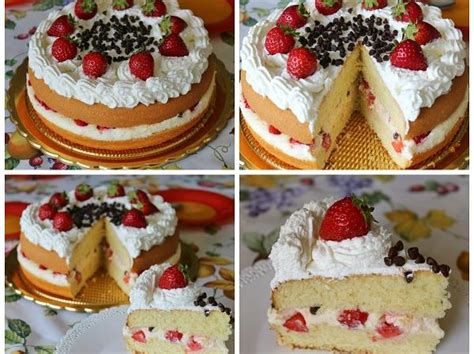 Ricetta Torta soffice con crema chantilly, fragole e gocce ...