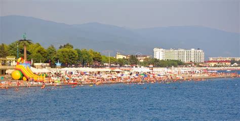 The Beaches Of Sochi And The Spurs Of The Caucasus Mountains In