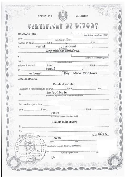 Certificat De Divorț Moldova 2015 Musterübersetzungen Von Urkunden