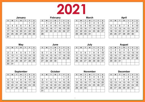 All calendars print in landscape mode (vs. Free 2021 Yearly Calender Template : Calendar 2021 ...