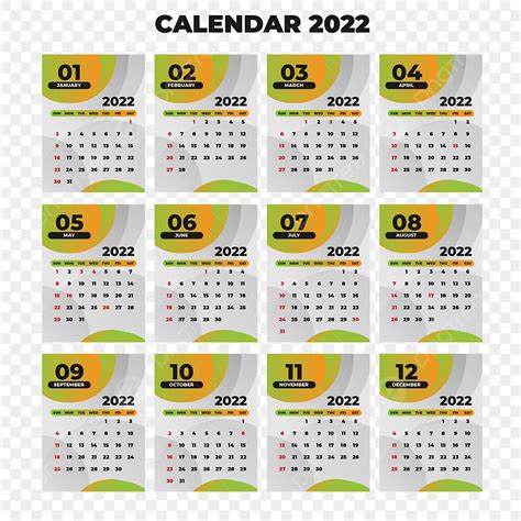 Gambar Kalender 2022 Desain Dengan Kombinasi Berwarna Yang Indah