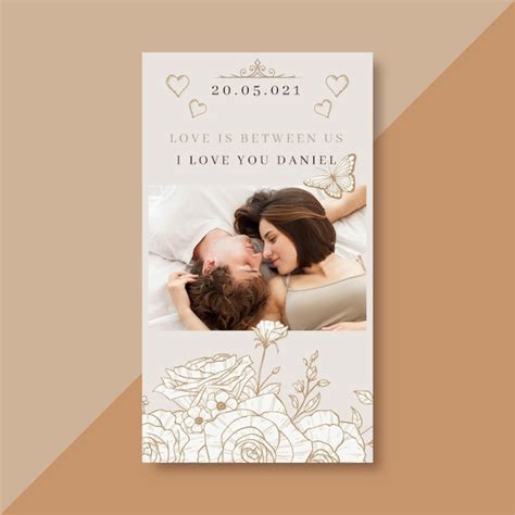 Free Vector Elegant Love Card Template With Photo