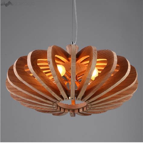Jw Nordic Retro Simple Modern Pumpkin Wood Pendant Light Fixture Home Deco Pendant Lamp For