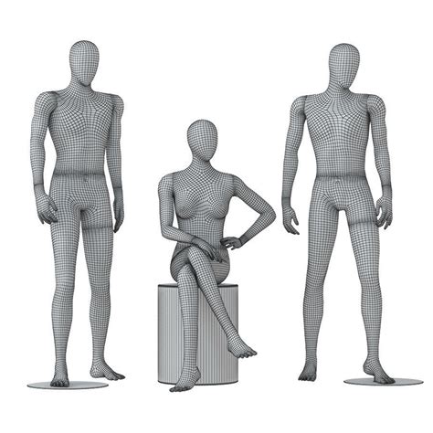Two Male And One Female Faceless Mannequins 30 3d Model Cgtrader