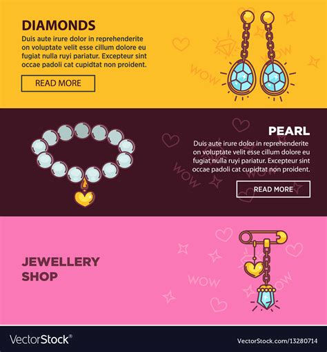 Jewelry Online Shop Web Banners Flat Royalty Free Vector