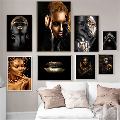 Contemplator Black African Nude Woman Oil Painting On Canvas Posters