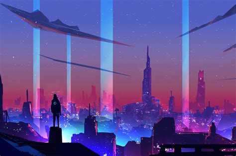 Free for commercial use high quality images 2560x1700 Neon Wave Futuristic City Chromebook Pixel ...