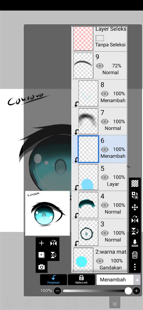 Cara mewarnai mata anime Ibis Paint android
