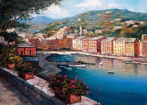 Portofino Italy Painting By Ernesto Di Michele Pixels