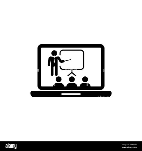 Training Seminar Online Icon Classroom Teacher With Students Vector