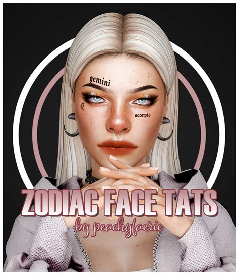 Zodiac Face Tats ♡ By Peachyfaerie Patreon In 2023 Face Tats Sims