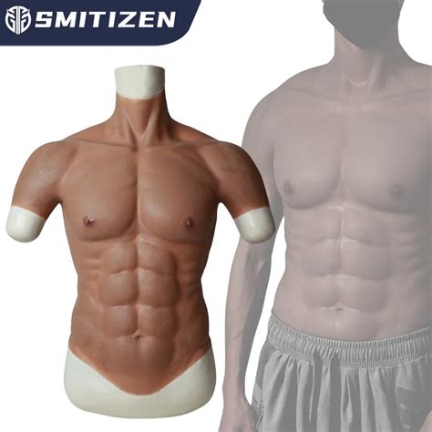 Smitizen Silicone Muscle Suit For Men Cosplay Costumes Fake Chest Bodysuit Artificial Muscles