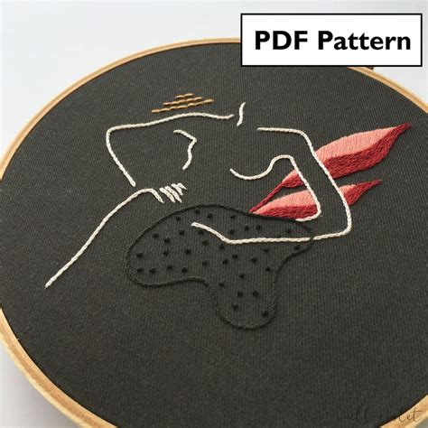 Beginner Hand Embroidery Pattern Abstract Nude Plant Design Etsy