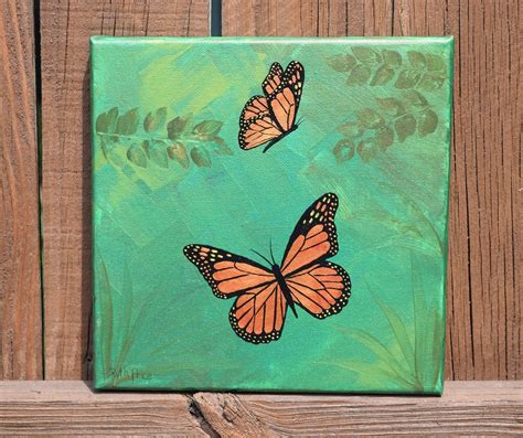 Mighty Monarch Butterflies Painting On 8x8 Canvas Butterfly Art