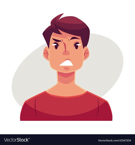 Young Man Face Upset Confused Facial Expression Vector Image
