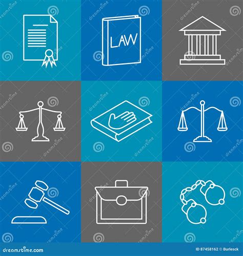 Law And Justice Thin Line Icons Juridical Legal Linear Signs Stock