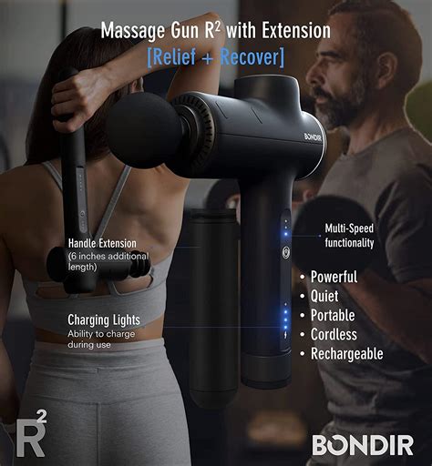 Bondir R2 Massage Gun Percussion Deep Tissue Back Massager With Extension Handle