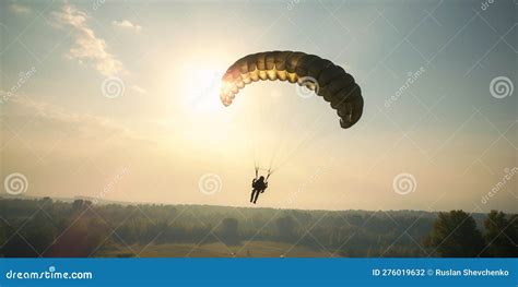 Parachuting Action Sport Paratroopers Or Parachutist Free Falling And