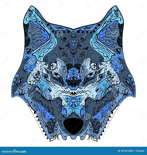 Wolf Head Zentangle Stylized Vector Illustration Stock Vector