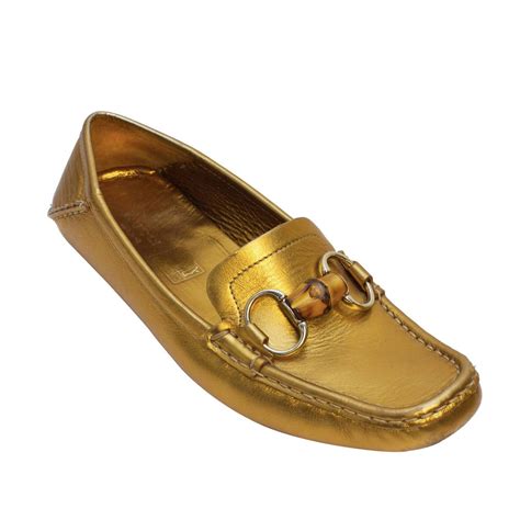 Gucci 2000s Gold Loafers With Bamboo For Sale At 1stdibs