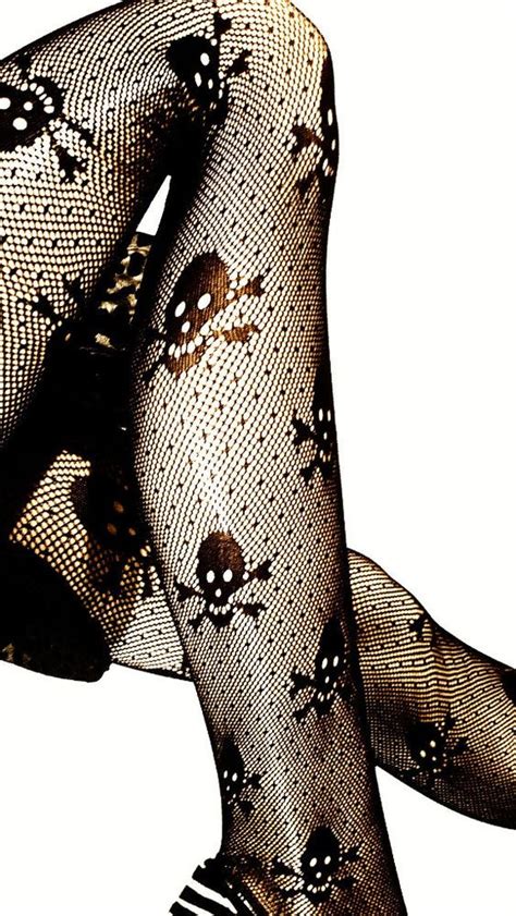 Skull Mini Fishnet Eyelet Tights Authentic Modern Legwear Art And