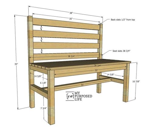 Wooden Slat Bench Plans Rustic Bench With Back My Repurposed Life