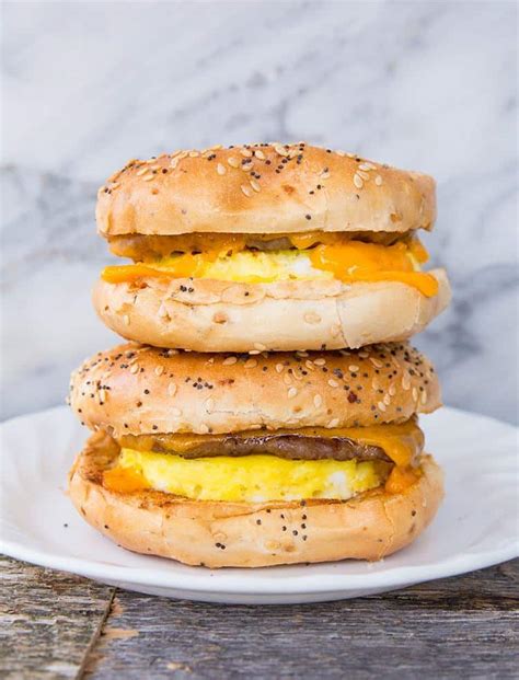 Make Ahead Sausage And Egg Breakfast Bagels The Kitchen Magpie
