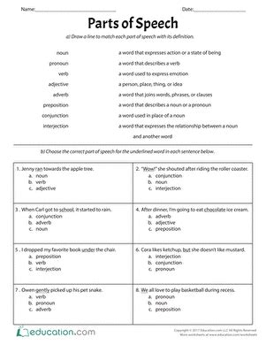 Free teacher answer key and the worksheets for preschool kids with speech problem : Show What You Know About Parts of Speech | Parts of speech worksheets, Parts of speech, Speech ...