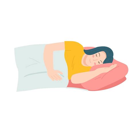 Premium Vector Smiling Woman Sleeping On Bed Cartoon