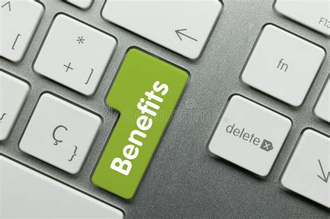 Benefits Inscription On Green Keyboard Key Stock Image Image Of