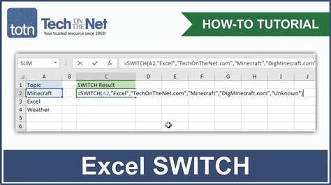 How To Use The Switch Function In Excel Youtube