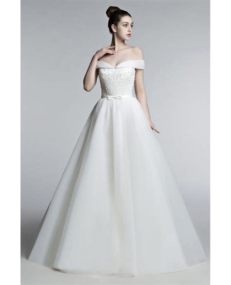 Off Shoulder Princess Wedding Dress Ball Gown With Lace