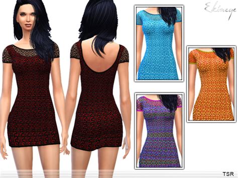 The Sims Resource Crochet Knit Mini Dress By Ekinege • Sims 4 Downloads