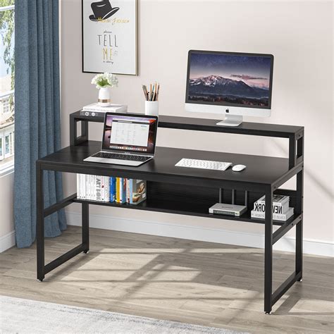 Tribesigns Computer Desk With Monitor Stand Modern 55 Study Writing