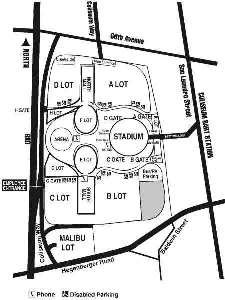 Oakland Coliseum Parking Map Stadium Parking Guides
