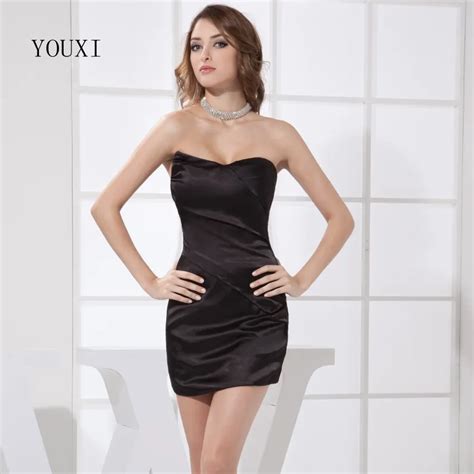 sexy sweetheart black prom dresses 2019 hot satin short cocktail party dress for women pd104 in