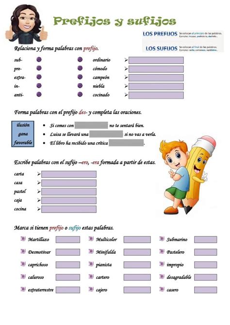 The Spanish Language Worksheet For Children With Pictures And Words On