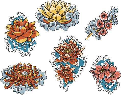 Japanese Floral Lotus Decorative Set Free Download