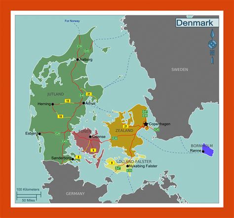 Regions Map Of Denmark Maps Of Denmark Maps Of Europe  Map