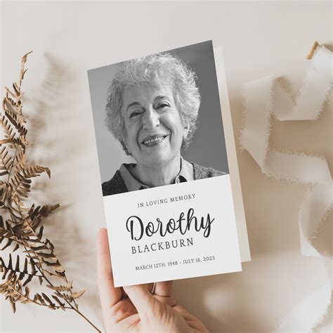 Minimal Funeral Program Template, Memorial Service Booklet, in Loving