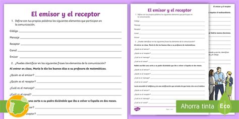 Ficha De Actividad Los Elementos De La Comunicación
