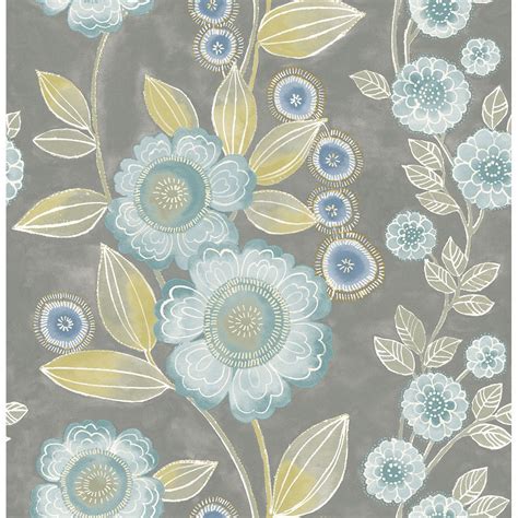 2656 004033 Bloom Grey Floral By A Street Prints