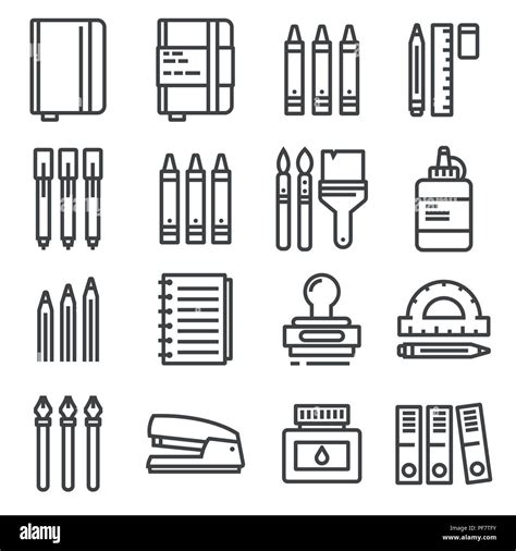 Vector Office Things Thin Line Icons Set Stock Vector Image And Art Alamy